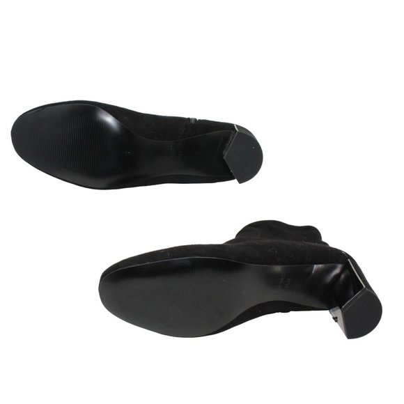 Nine West Size 7.5M Falup Black Suede Zippered Block Heel Ankle Bootie Boots - Picture 8 of 10